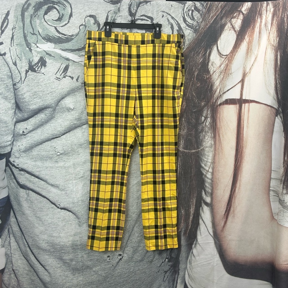 Zara Yellow Checkered Trousers